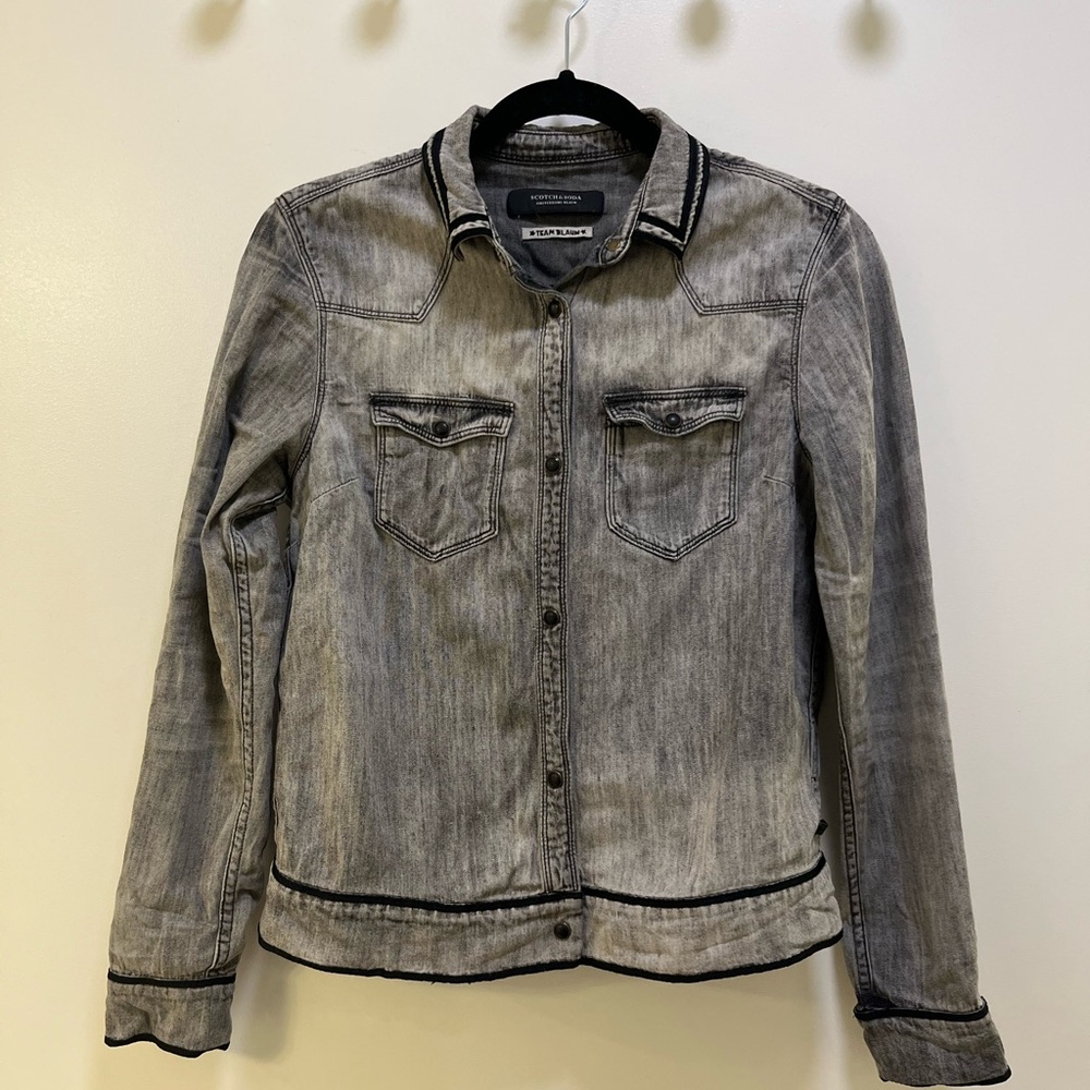 Scotch & Soda Gray Denim Button Down Shirt